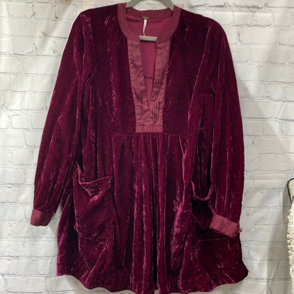 Free People Choose Me Crushed Velvet Tunic Dress Mini - XS - Picture 4 of 8